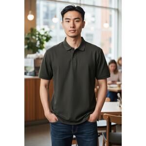 H&M Men Regular Fit Polo Shirt Black Medium